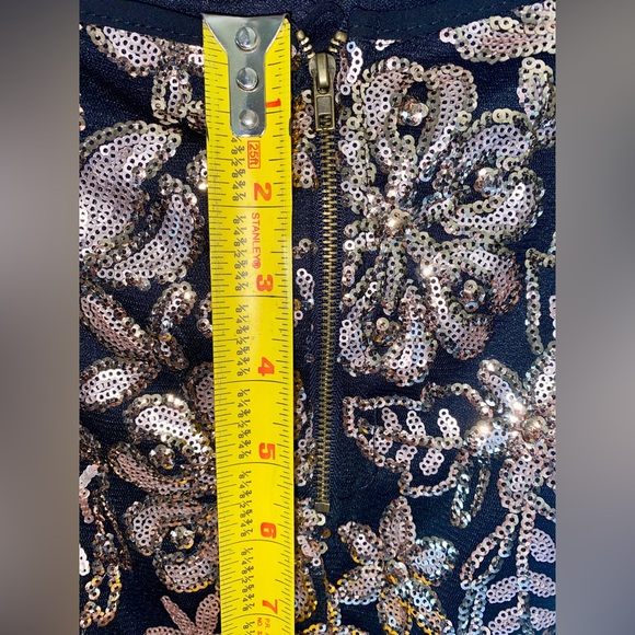 SALE-NWT Jealous Tomato Elegant Black Gold Sequin Embroidered Midi Skirt - Picture 5 of 15